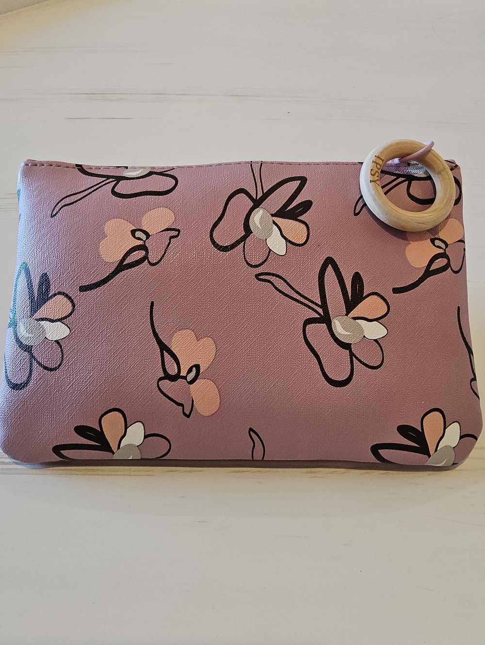 ipsi Floral Pink Wristlet Clutch cosmetic bag